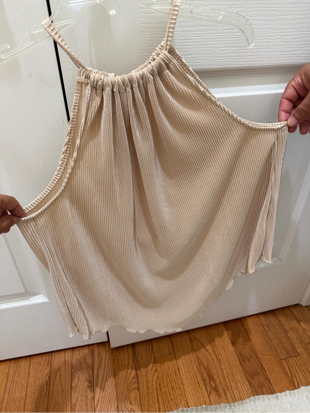 No Boundaries Beige Ribbed Flowy Top